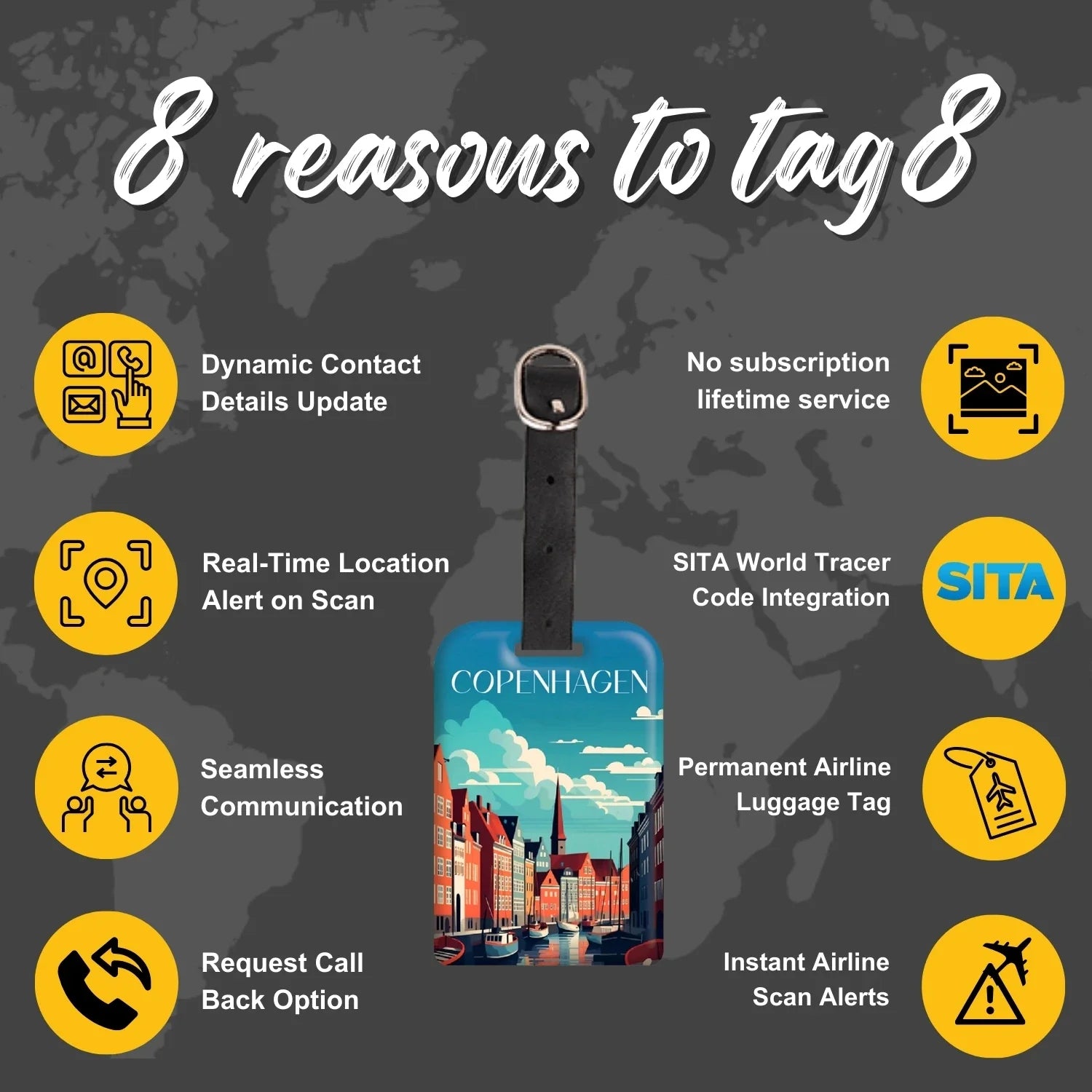 Smart Bag Security Tag - Copenhagen [Pack 2]