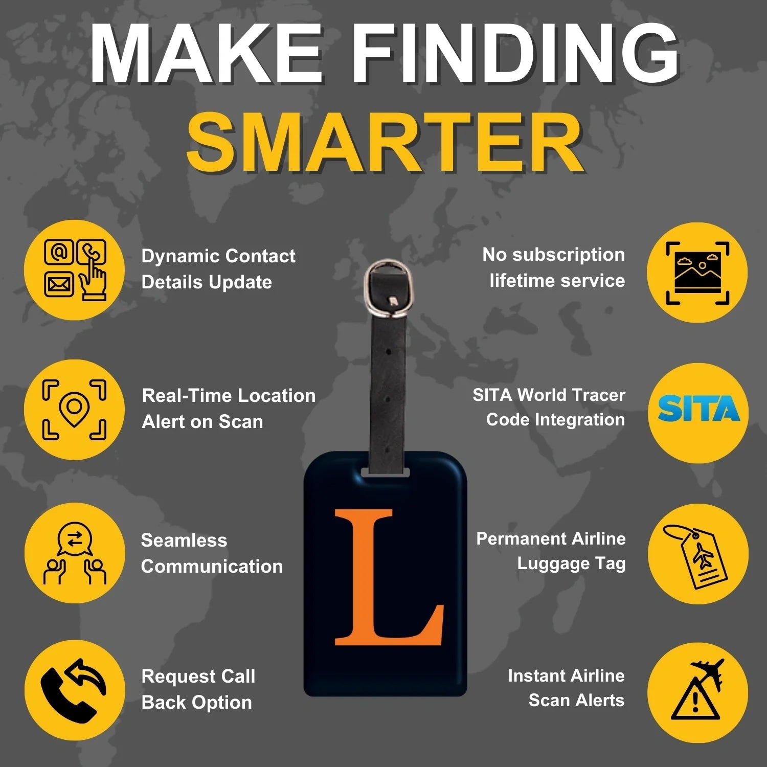 Initials Bag tag L  [pack 2]