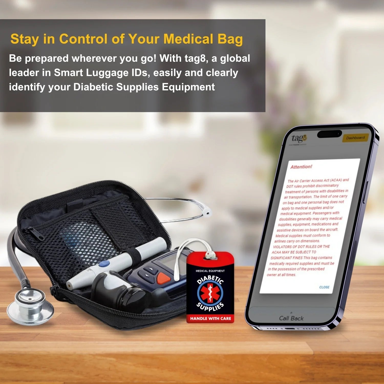 Diabetic Equipment Tag Red Color [Pack 2]