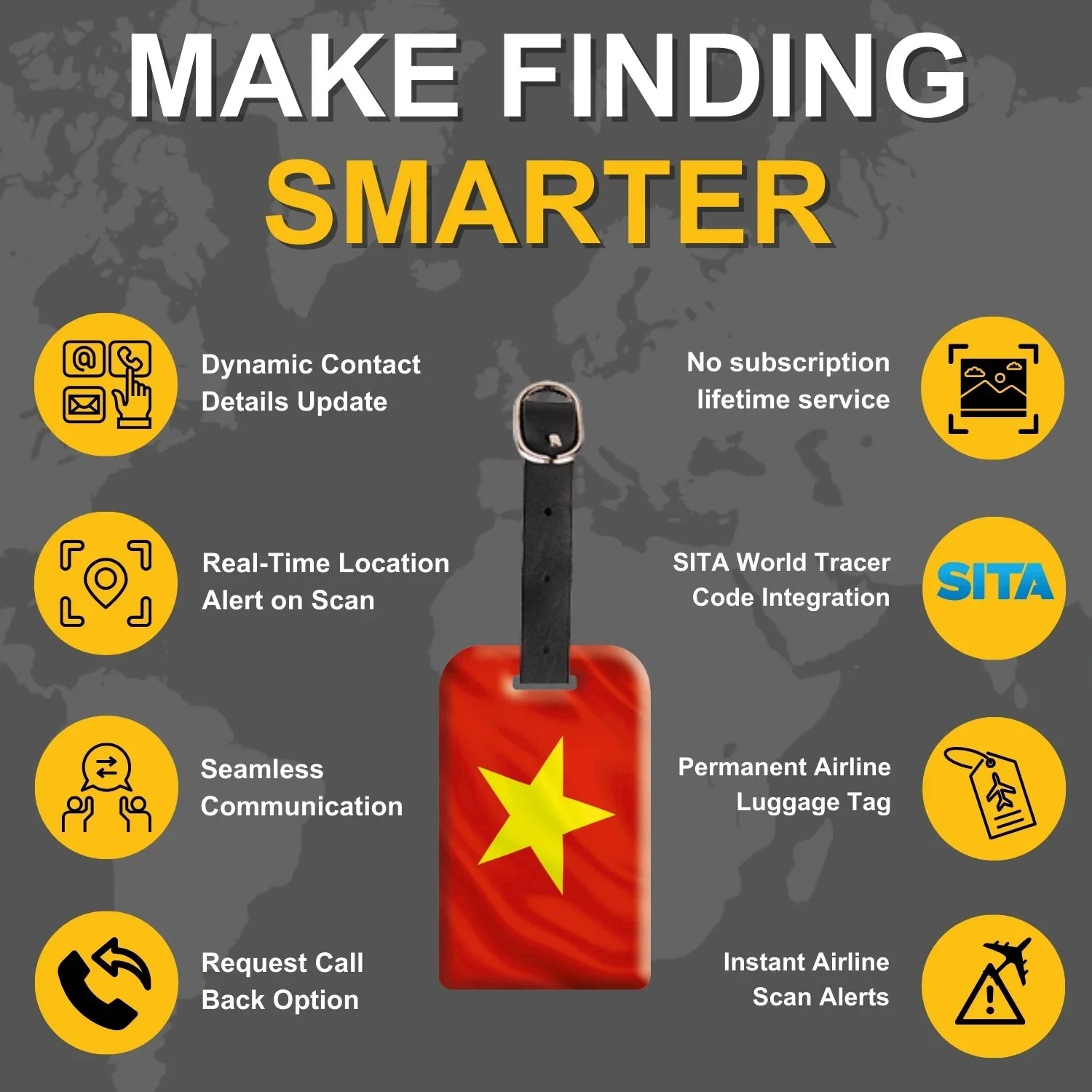 Smart Bag Security Tag -  Vietnam Flag [Pack 2]